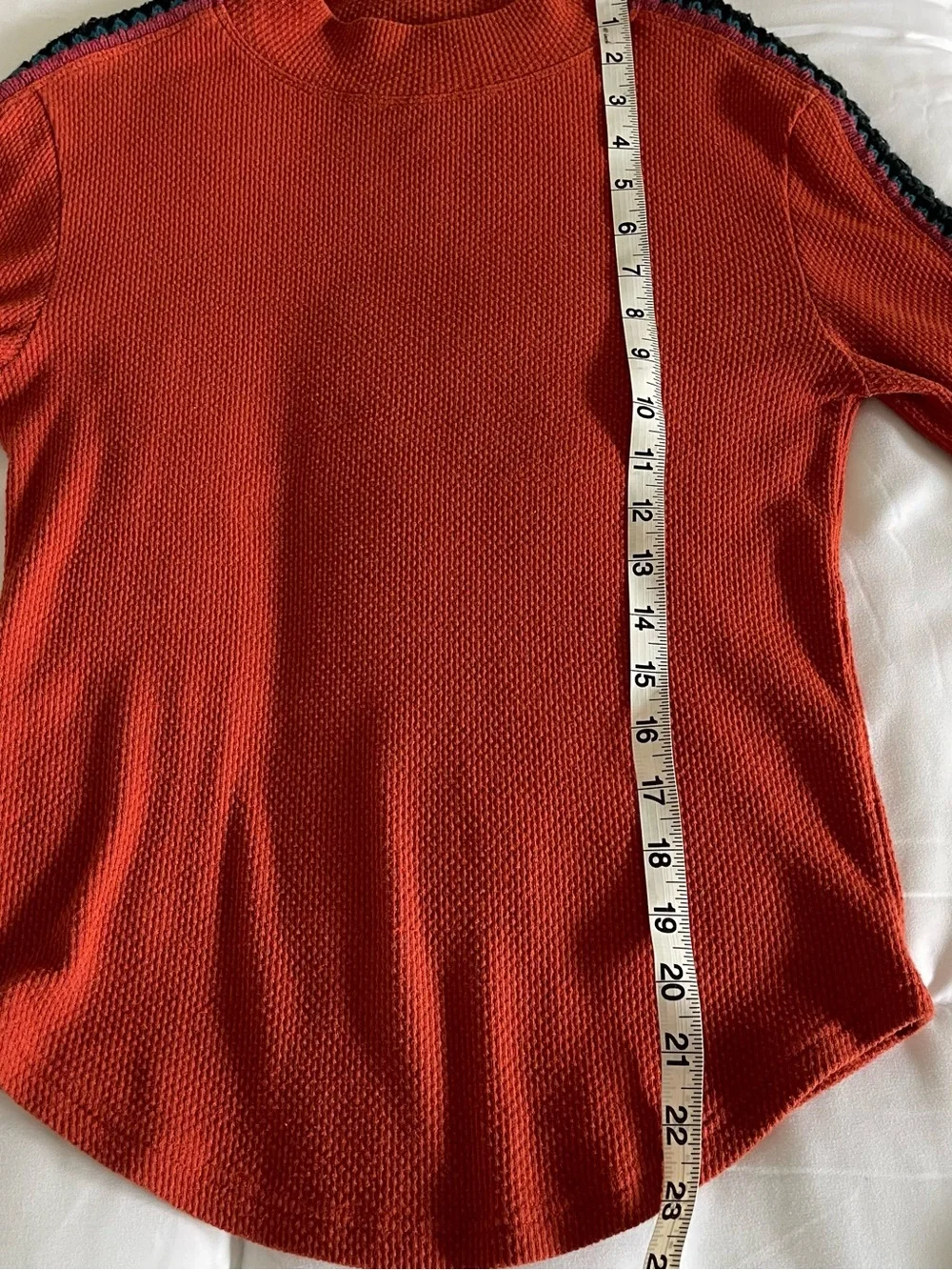 Free People Red Knit Sweatshirt with Patterned Sleeves
